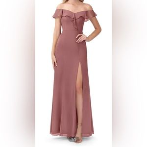 Azazie A-Like Off The Shoulder Chiffon Floor-Length Dress